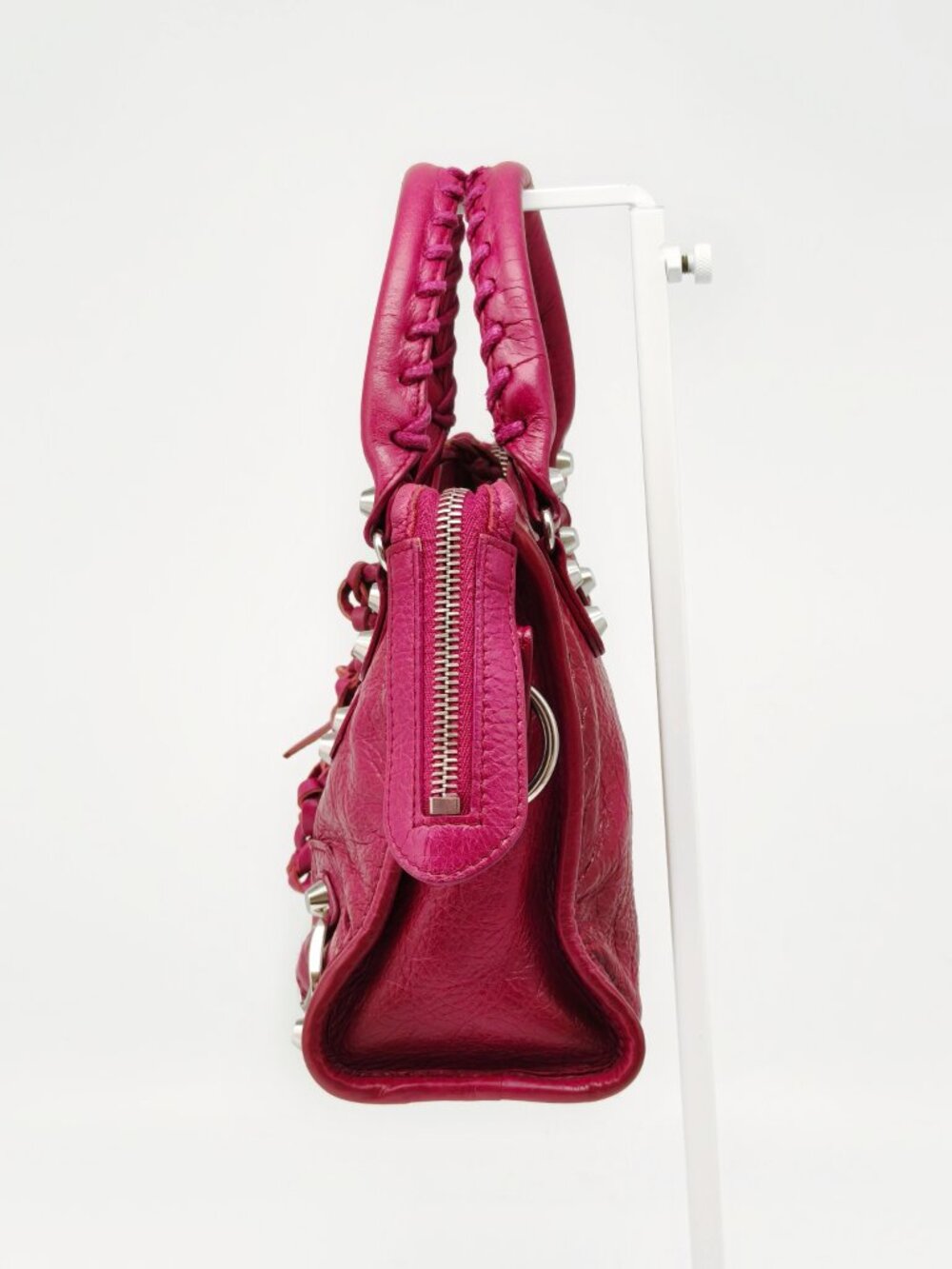 Balenciaga Motocross First Mini City Magenta Pink Leather Crossbody Shoulder Bag - Picture 4 of 13